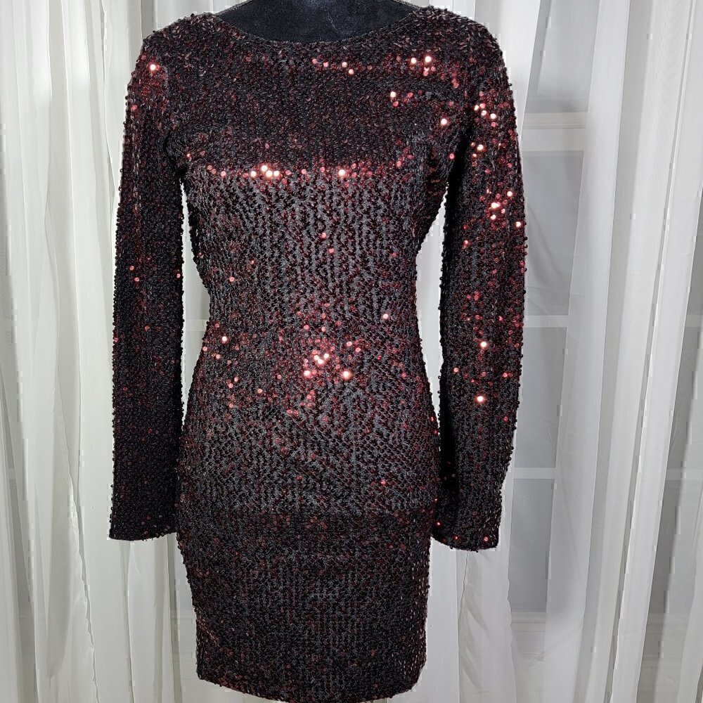 SHEIN Black (Burgundy/Maroon Shimmer) Sequin Dress